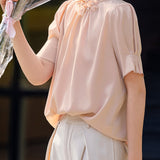 Commuter Pearl Ruffled Short Sleeve Shirt