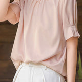 Commuter Pearl Ruffled Short Sleeve Shirt