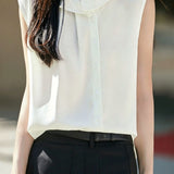 Commuter Ruffle Collar Single Breasted Sleeveless Shirt