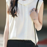 Commuter Ruffle Collar Single Breasted Sleeveless Shirt