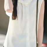 Commuter Ruffle Collar Single Breasted Sleeveless Shirt