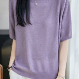 Casual Hollow Out Trim Ribbed Knit Sweater