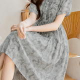 Casual Floral Accordion Pleat Waist Tie Dress