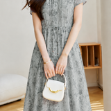 Casual Floral Accordion Pleat Waist Tie Dress