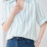 Casual Fake Two-Piece Striped Lapel Shirt