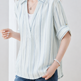 Casual Fake Two-Piece Striped Lapel Shirt