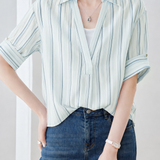 Casual Fake Two-Piece Striped Lapel Shirt