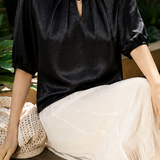 Light Luxury Commuter Pearl Collar Satin Blouse