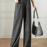 Casual Elastic Waist Straight Leg Jeans