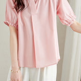 Elegant V-Neck Puff Sleeve Blouse