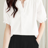 Elegant V-Neck Puff Sleeve Blouse