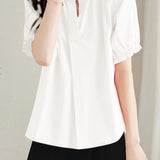 Elegant V-Neck Puff Sleeve Blouse
