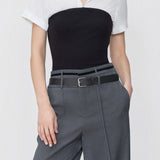 Elegant Commuter White Sleeve Black Bandeau Blouse