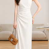 Elegant Commuter Side Waist Twisted Pleat Dress