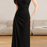 Elegant Commuter Side Waist Twisted Pleat Dress