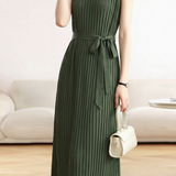 Elegant Pleated Tie Sleeveless Dress