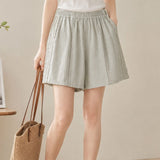 Casual Elastic Waist Hollow-out Lace Straight Shorts