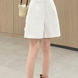Casual High Waist Straight Five-Point Shorts
