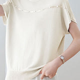 Elegant Flutter Sleeve Crew Neck Short Sleeve T-Shirt
