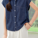 Casual Commuter Large Pocket Sleeveless Blouse