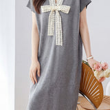 Gentle Commuter Lace Bow Knit Dress