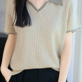 Light Luxury Commuter Ribbed Knit T-Shirt
