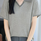 Light Luxury Commuter Ribbed Knit T-Shirt