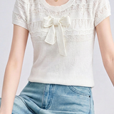 Gentle Commuter Lace Bow Knit T-Shirt