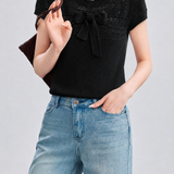 Gentle Commuter Lace Bow Knit T-Shirt