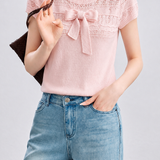Gentle Commuter Lace Bow Knit T-Shirt