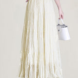 Elegant Mesh Lace Embroidery A-line Midi Skirt