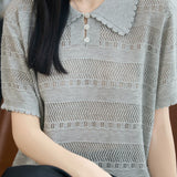 Gentle Commuter Hollow-out Knit T-shirt