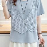 Fresh Fake Two-piece Mesh Vest Spliced T-shirt