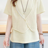 Fresh Fake Two-piece Mesh Vest Spliced T-shirt