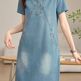 Casual Seam Detailed Washed Denim Dress