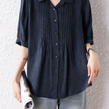 Casual Accordion Pleat Wrinkle Texture Shirt