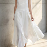 Minimalist Commuter Off-The-Shoulder Irregular Hem Dress
