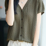 Gentle Commuter Breathable Hollow Out Knit Cardigan