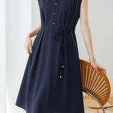 Elegant Commuter Lace Lapel Dress