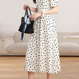 French Retro Commute Polka Dot Dress