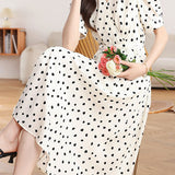 French Retro Commute Polka Dot Dress
