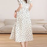 French Retro Commute Polka Dot Dress
