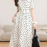 French Retro Commute Polka Dot Dress