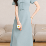 Gentle Commute Bow Waist-Cinched Dress