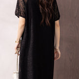 Temperament Commute Black And White Contrast Lace Dress
