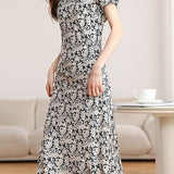 Temperament Floral Puff Sleeve Dress