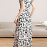 Temperament Floral Puff Sleeve Dress
