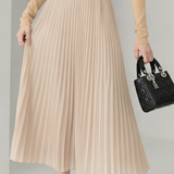 Casual High Waist Pleated Long Skirt