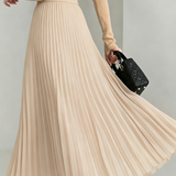 Casual High Waist Pleated Long Skirt