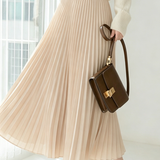 Casual High Waist Pleated Long Skirt